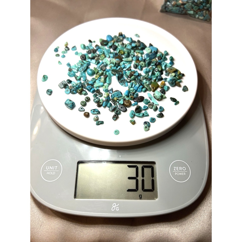 GENUINE TURQUOISE 30G‎ DRILLED SMALL NUGGETS ASST SIZE AND SHAPE (2378)